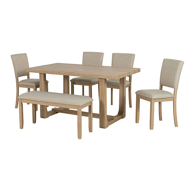 Salvino 6 Pc. Dining Table Set w/ Bench