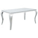 Carone Rectangular Glass Top Dining Table White and Chrome image