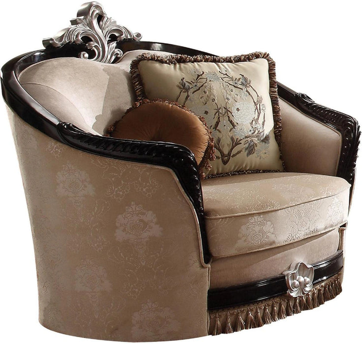 Acme Furniture Ernestine Chair with 2 Pillows in Tan and Black 52112