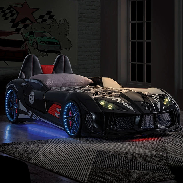 Trackster Bed White, Red,, Black, & Blue