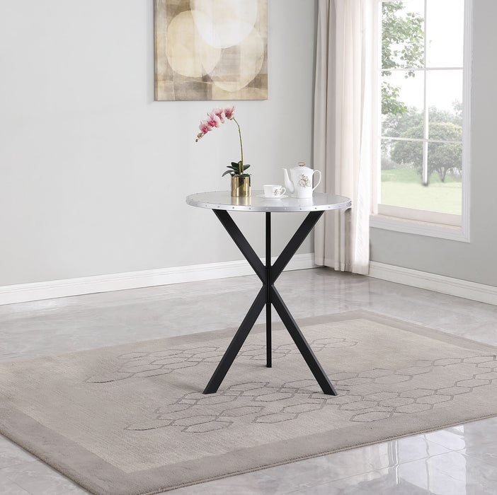 Kenzo Round Metal Top Bar Table Silver and Sandy Black image