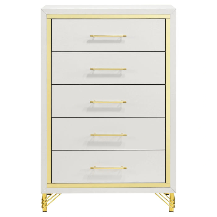 Lucia 5 Pc Bedroom Set (Queen Bed, Nightstand, Dresser, Mirror and Chest)
