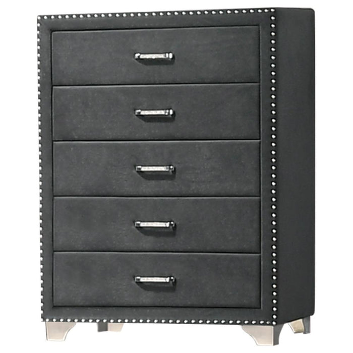 Melody 5-drawer Upholstered Chest Grey image