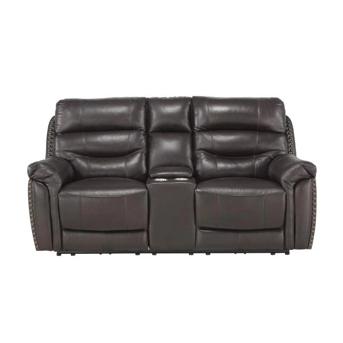 Lance Power Double Reclining Loveseat with Power Headrests in Brown