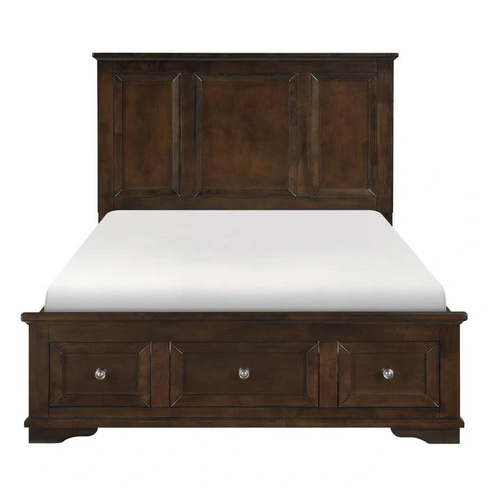 Eunice Queen Platform Bed with Footboard Storage in Espresso 1844DC-1*