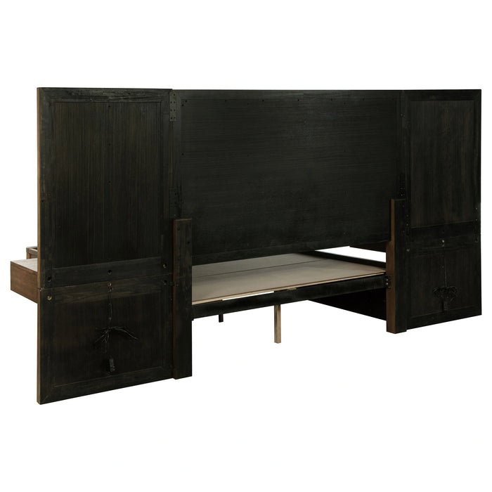 Terrace Wall Panel Platform Storage Bed with Attached Nightstands