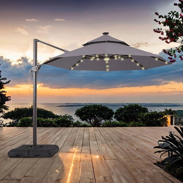 Nuti 10 Ft Round Umbrella w/ LED Light + 37" Large Base