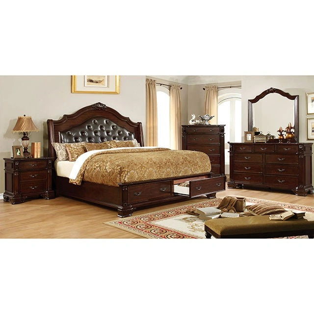 Edinburgh Queen, E.King, & Cal.King Bed Brown Cherry