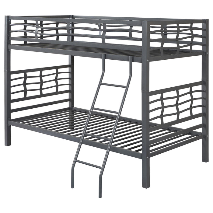 Fairfax Twin Over Twin Bunk Bed with Ladder Light Gunmetal image