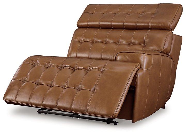 Temmpton Dual Power Leather Reclining Modular Loveseat with Console