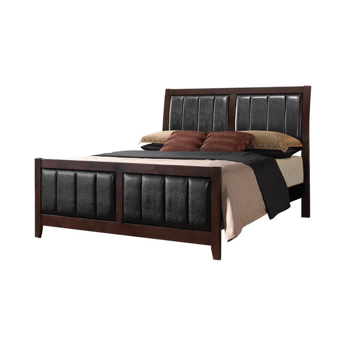 Carlton California King Upholstered Bed Cappuccino and Black