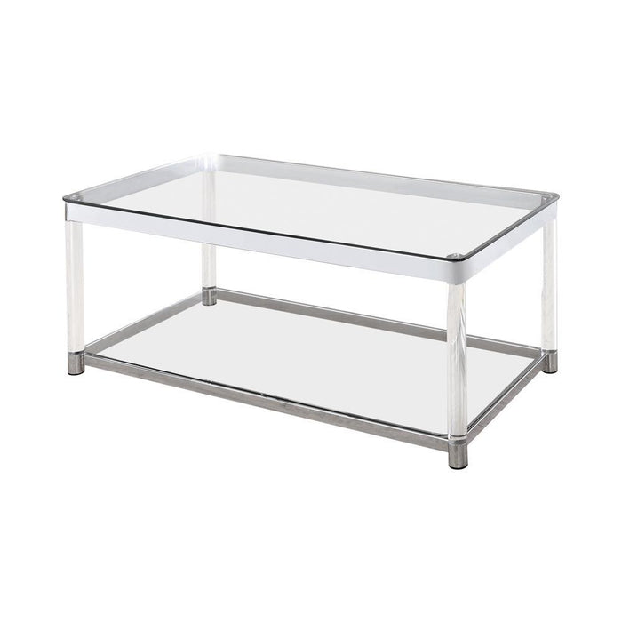 Anne Coffee Table with Lower Shelf Chrome and Clear