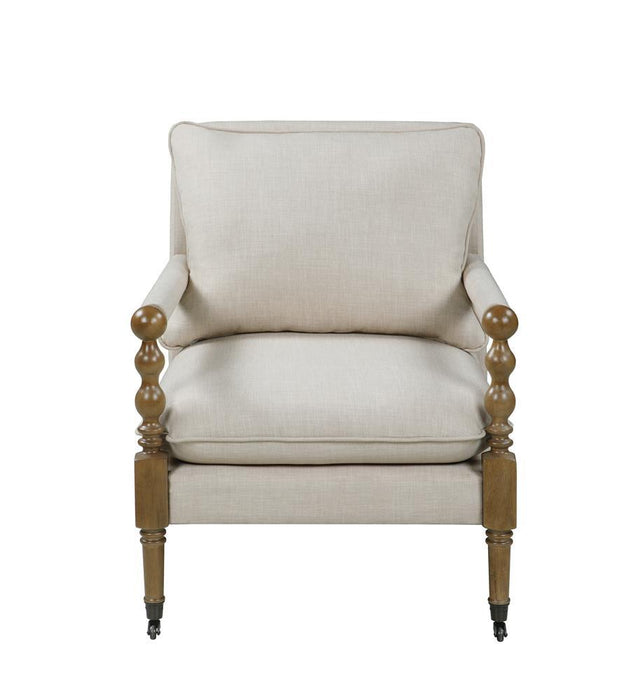 Dempsy Upholstered Accent Chair with Casters Beige