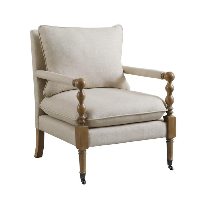 Dempsy Upholstered Accent Chair with Casters Beige