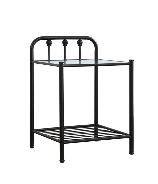 Livingston 1-shelf Nightstand with Glass Top Dark Bronze