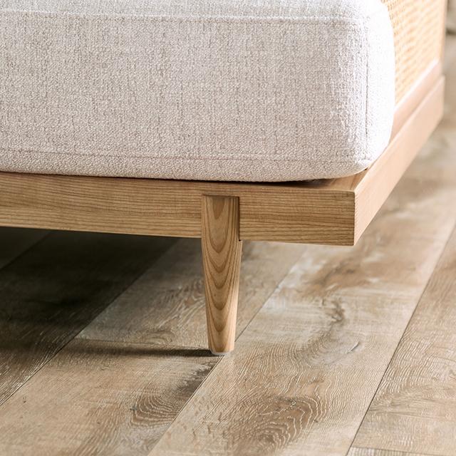 ALESUND Loveseat, Beige/Light Oak, Natural & Brown