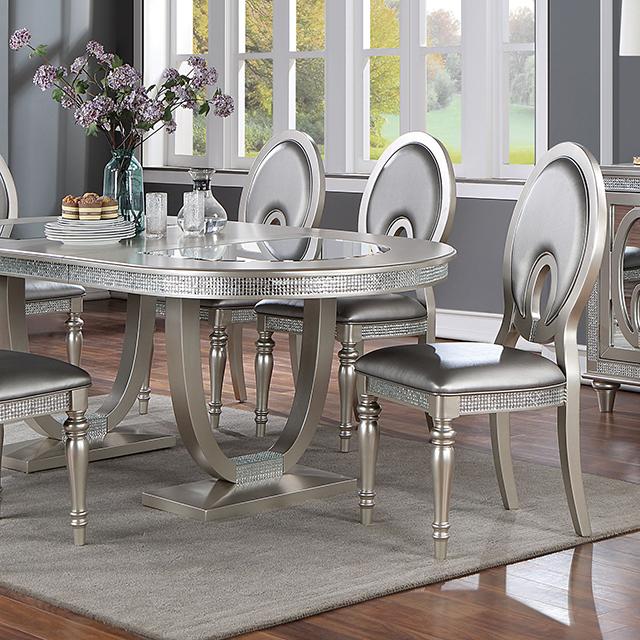 CATHALINA Oval Dining Table, Silver - Sweet Dreams Bedding & Furn (PA)