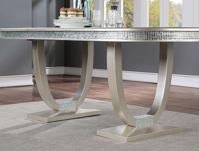 CATHALINA Oval Dining Table, Silver - Sweet Dreams Bedding & Furn (PA)