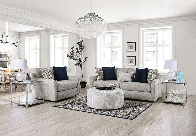 CHANCERY Sofa, Gray/Navy - Sweet Dreams Bedding & Furn (PA)