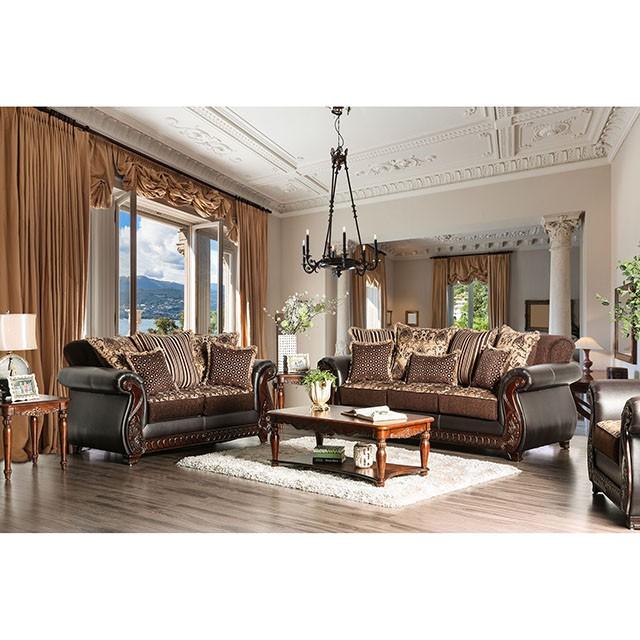 Franklin Dark Brown/Tan Sofa, Dark Brown - Sweet Dreams Bedding & Furn (PA)