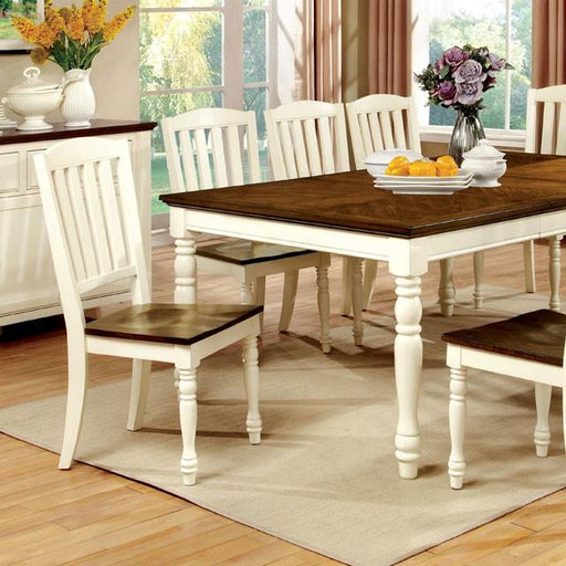 HARRISBURG Vintage White/Dark Oak Dining Table w/ 18" Butterfly Leaf - Sweet Dreams Bedding & Furn (PA)