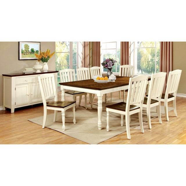 HARRISBURG Vintage White/Dark Oak Dining Table w/ 18" Butterfly Leaf - Sweet Dreams Bedding & Furn (PA)