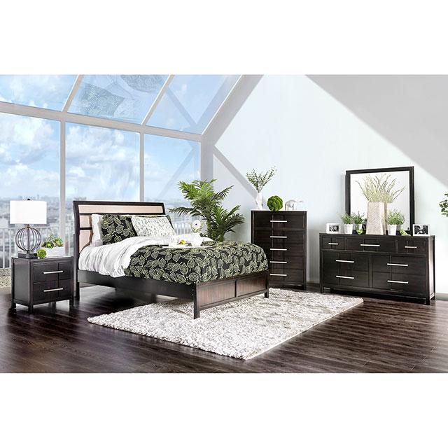 Berenice Espresso Night Stand White, Gray, & Espresso