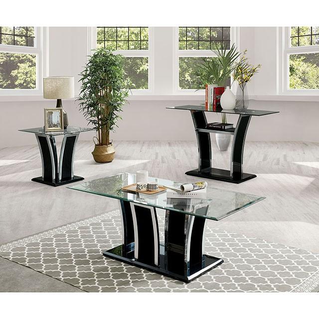 Staten Glossy Black/Chrome End Table - Sweet Dreams Bedding & Furn (PA)