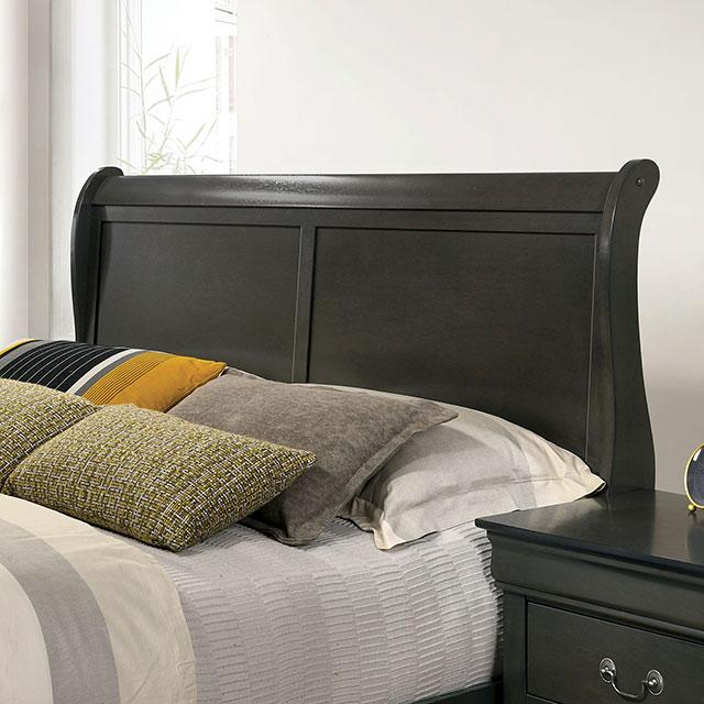 Louis Philippe Cal.King Bed Black & Grey