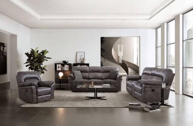 JOSIAS Loveseat, Dark Gray Leatherette - Sweet Dreams Bedding & Furn (PA)