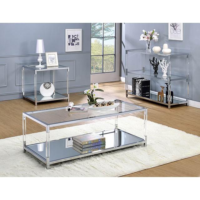 Ludvig Chrome/Clear Sofa Table - Sweet Dreams Bedding & Furn (PA)