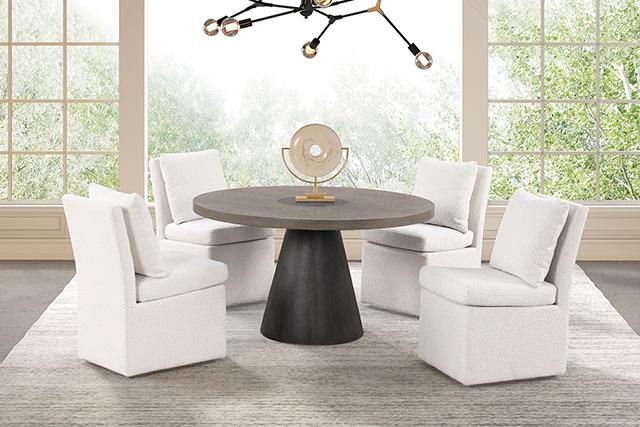 Broager 5 Pc Dining Table Set (Light Gray Swivel Chairs) - Sweet Dreams Bedding & Furn (PA)