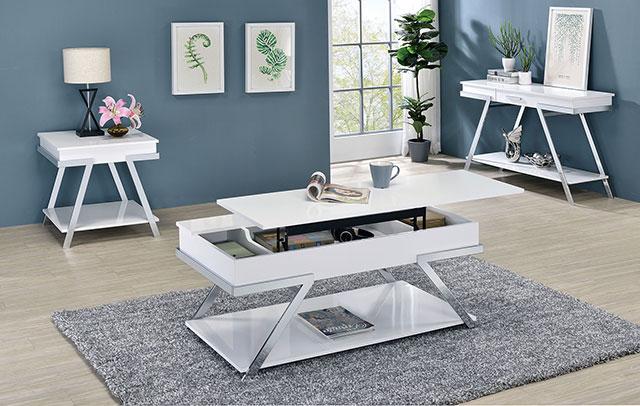 TITUS End Table, White/Chrome - Sweet Dreams Bedding & Furn (PA)