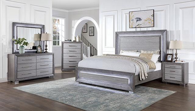 RAIDEN Night Stand w/ USB, Gray - Sweet Dreams Bedding & Furn (PA)