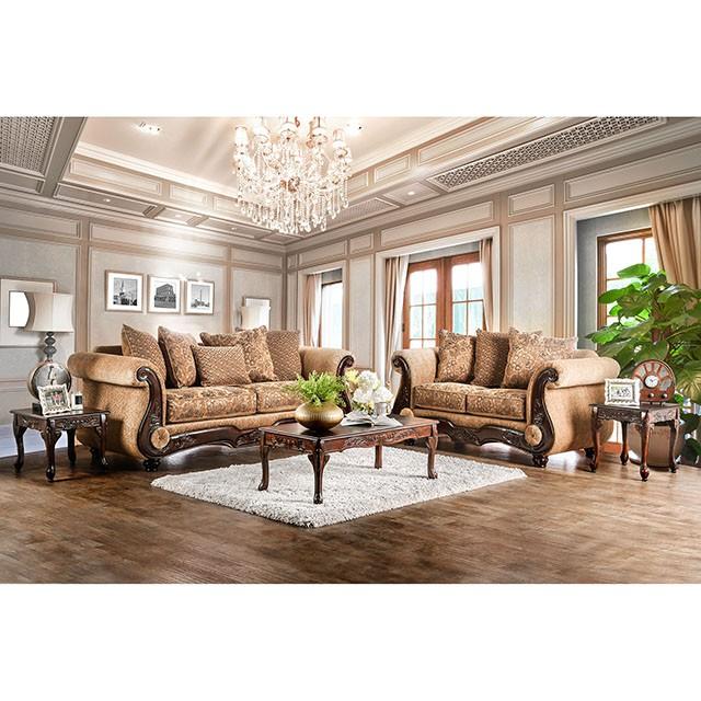 NICANOR Tan/Gold Sofa - Sweet Dreams Bedding & Furn (PA)