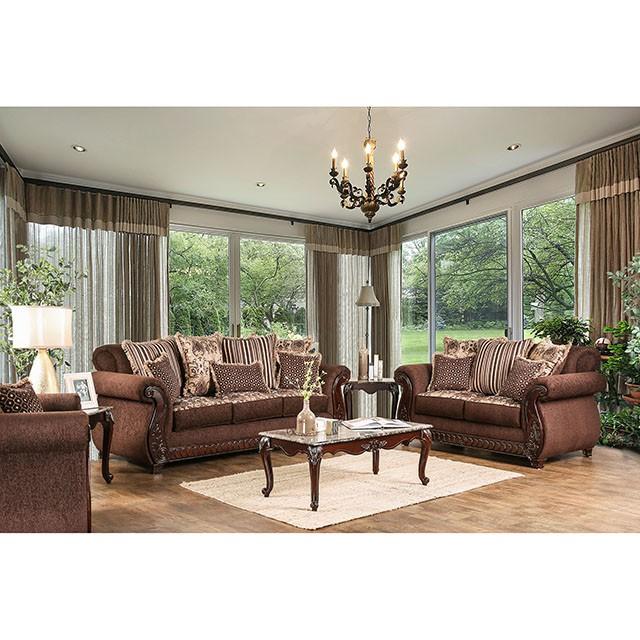 TABITHA Brown Love Seat, Brown - Sweet Dreams Bedding & Furn (PA)