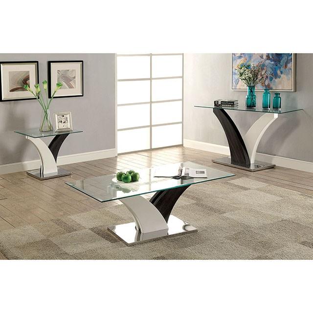 SLOANE White/Dark Gray/Chrome Coffee Table - Sweet Dreams Bedding & Furn (PA)