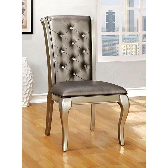 AMINA Champagne Side Chair (2/CTN) - Sweet Dreams Bedding & Furn (PA)