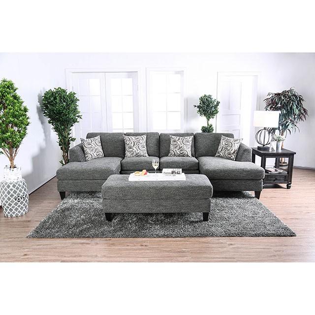 Lowry Gray Sectional w/ Ottoman - Sweet Dreams Bedding & Furn (PA)