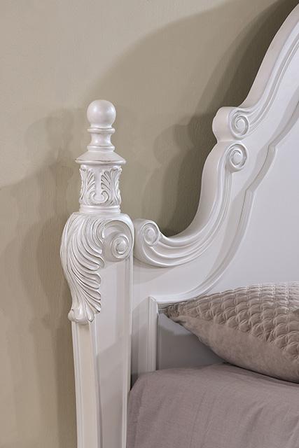 Francione E.King & Queen Bed White & Chrome - Sweet Dreams Bedding & Furn (PA)