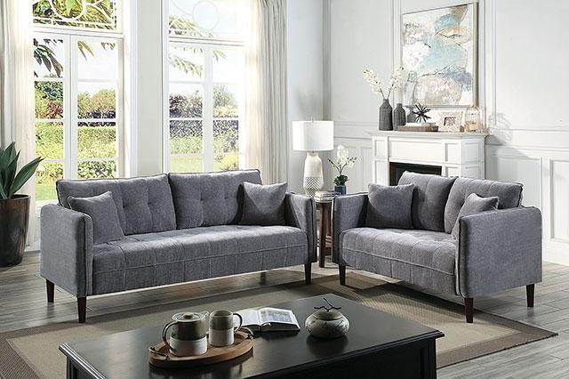 LYNDA Sofa w/ Pillows, Dark Gray - Sweet Dreams Bedding & Furn (PA)