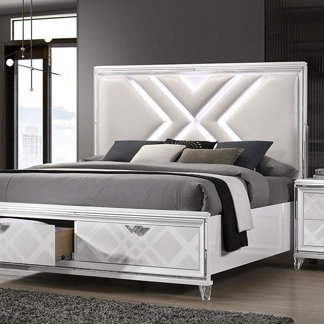 Emmeline 4 & 5 Piece Queen Bedroom Set Gray & White