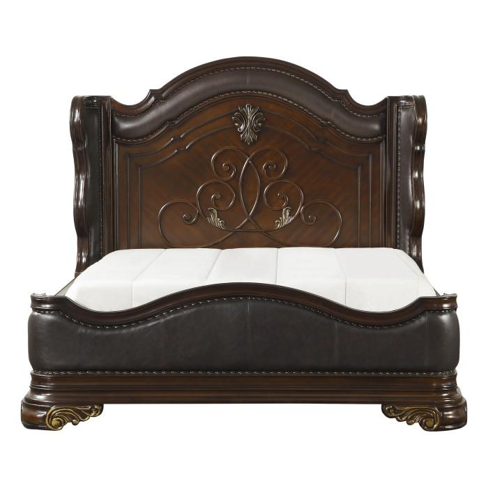 Royal Highlands Queen Upholstered Panel Bed in Rich Cherry 1603-1 image