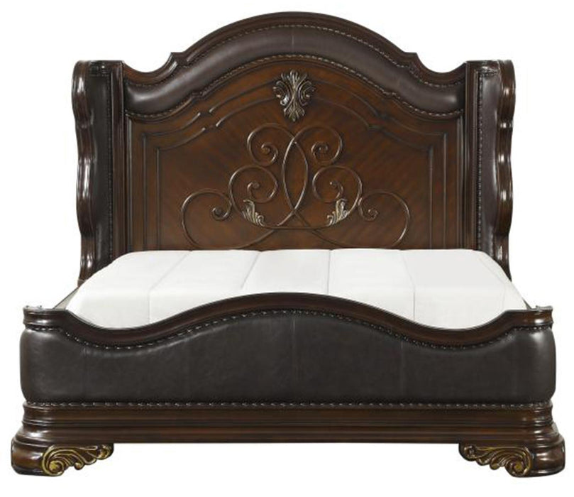 Royal Highlands Queen Upholstered Panel Bed in Rich Cherry 1603-1