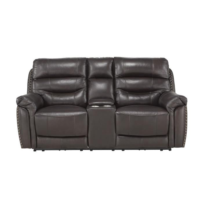 Lance Power Double Reclining Loveseat with Power Headrests in Brown image