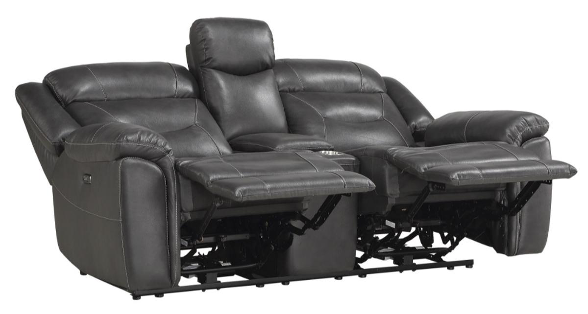 Danio Power Double Reclining Loveseat with Power Headrests in Dark Gray 9528DGY-2PWH