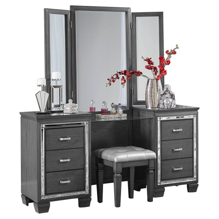 Allura Vanity Dresser with Mirror in Gray 1916GY-15* image