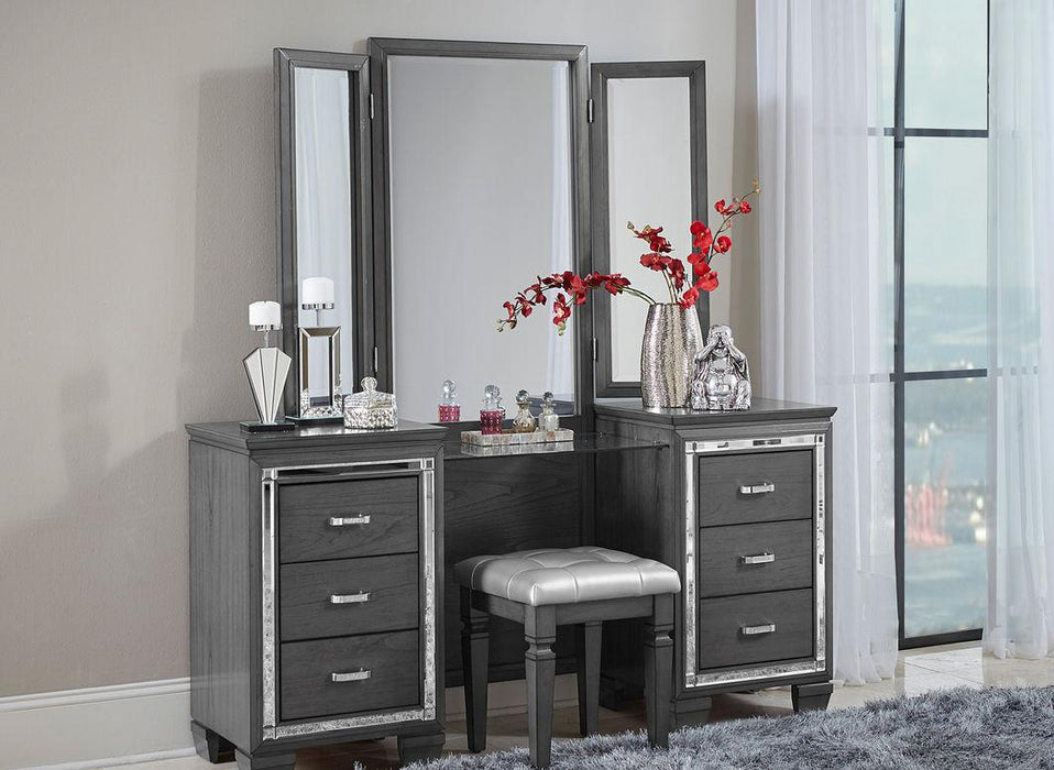 Allura Vanity Dresser with Mirror in Gray 1916GY-15*