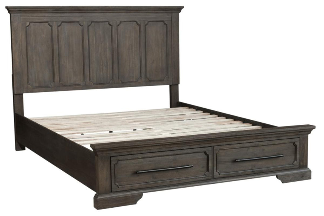 Taulon Queen Platform Bed with Footboard Storage in Dark Oak 5438-1*