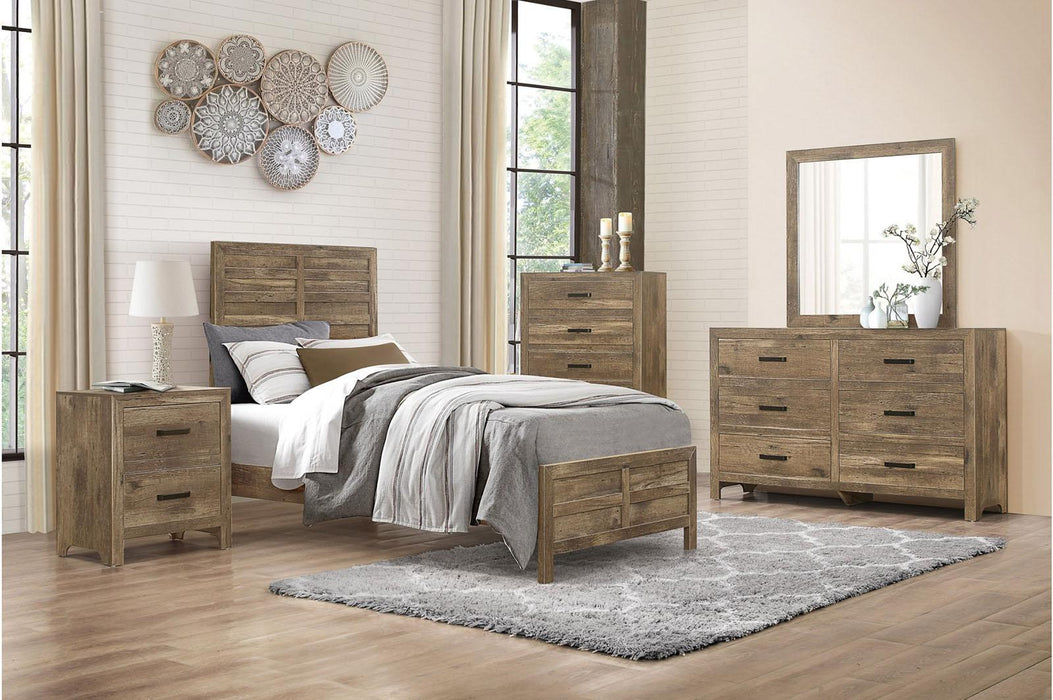 Mandan Twin Panel Bed in Weathered Pine 1910T-1*